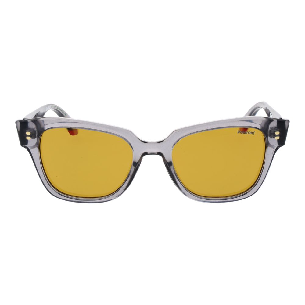 This Sunglasses by Polaroid for women in polycarbonate gray presents a sumptuous silhouette, showcasing a sumptuous full-rim cat-eye frame design in gray coloured frame and high-performance polarized category-2-medium-tint lens.
