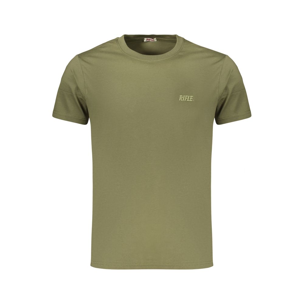 T-Shirt by Rifle for men in cotton green & print features a plush silhouette, showcasing a sophisticated crew neckline and for a truly plush finish.