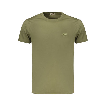T-Shirt by Rifle for men in cotton green & print features a plush silhouette, showcasing a sophisticated crew neckline and for a truly plush finish.