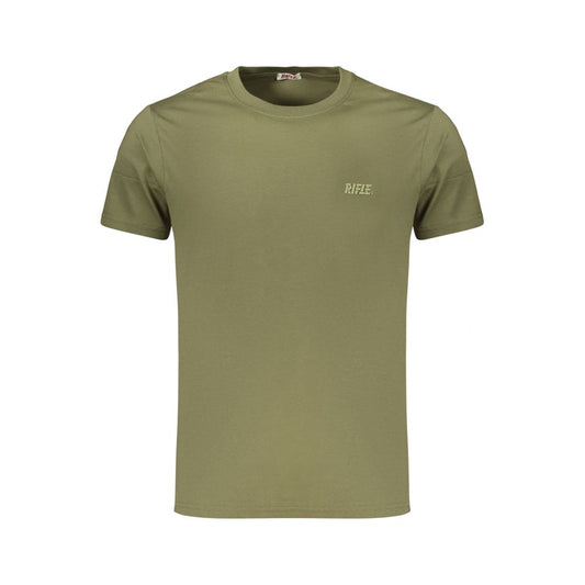 T-Shirt by Rifle for men in cotton green & print features a plush silhouette, showcasing a sophisticated crew neckline and for a truly plush finish.