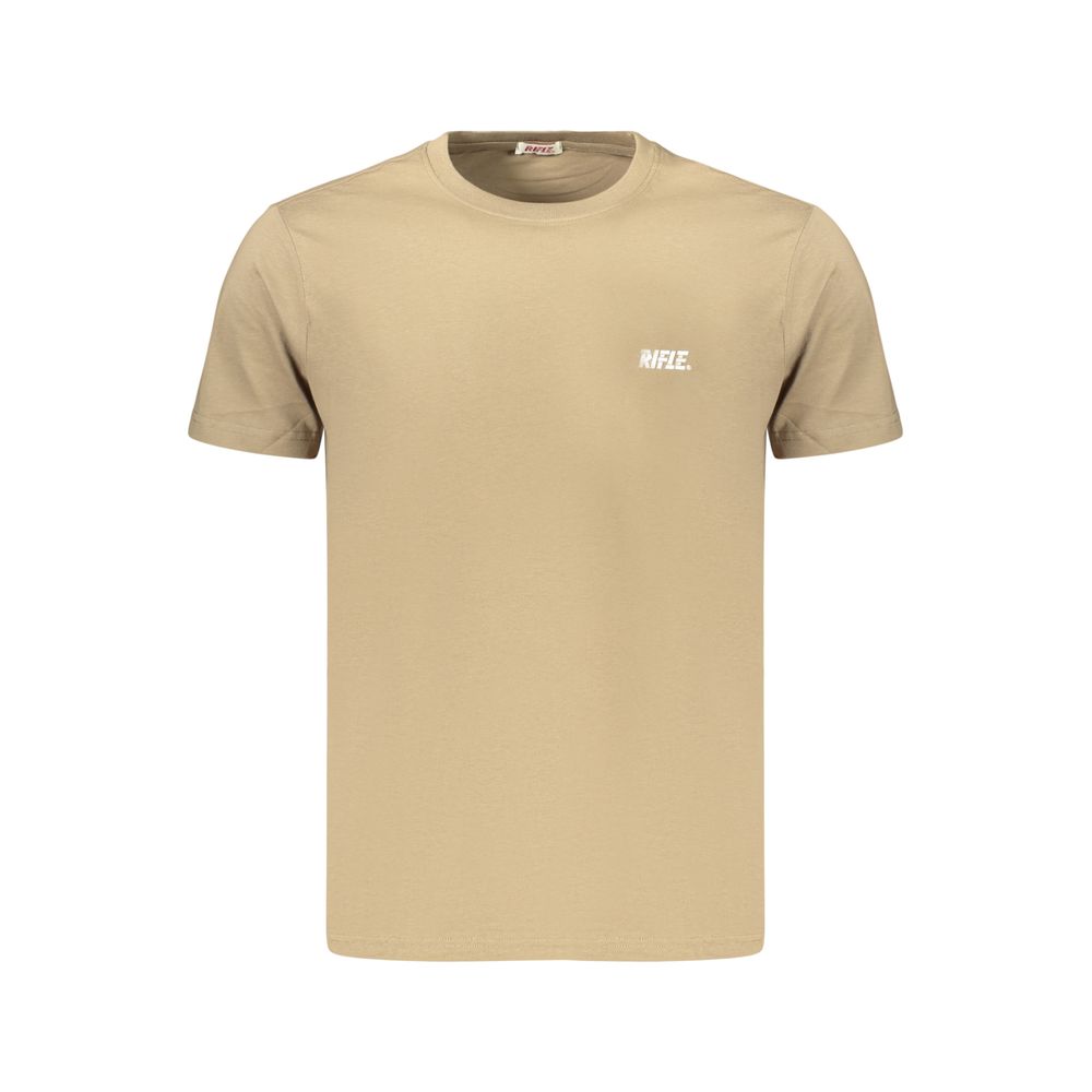 T-Shirt by Rifle for men in cotton brown & print showcases a fashionable silhouette, elegantly detailed with a fashionable and crew neckline for a sophisticated, high-fashion look.