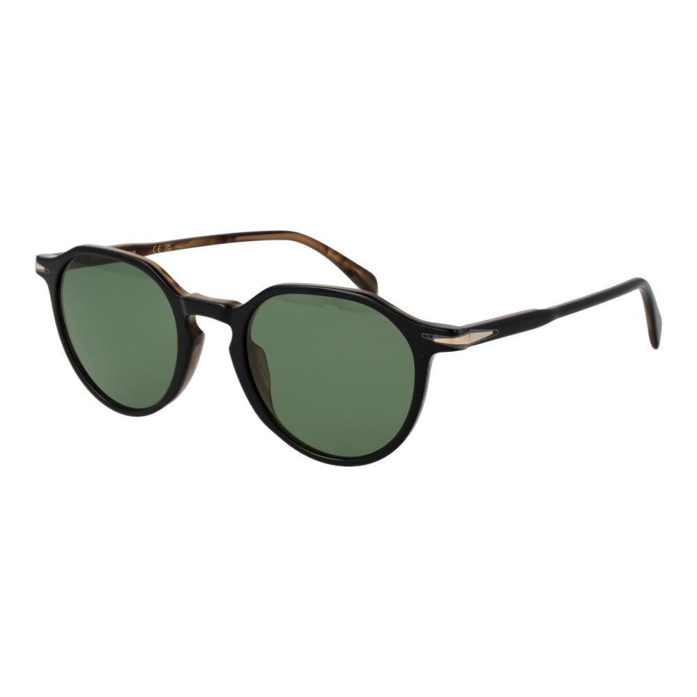 Sunglasses by David Beckham for men in black features an lustrous full-rim panto frame design with black coloured frame detailing and non-polarized category-2-medium-tint lens for a lustrous aesthetic.