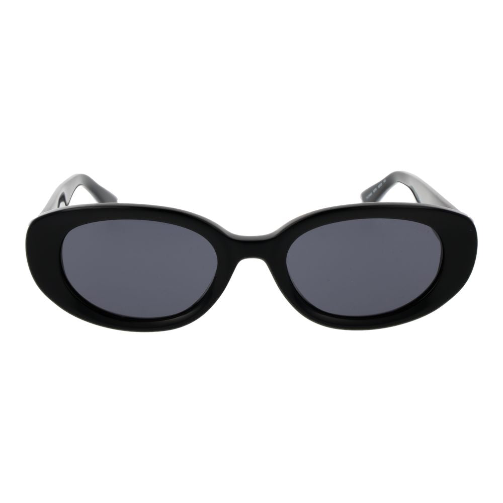 This Sunglasses by Tommy Hilfiger for women in acetate black presents a sumptuous silhouette, showcasing a sumptuous full-rim oval frame design in black coloured frame and high-performance non-polarized category-3-dark-tint lens.