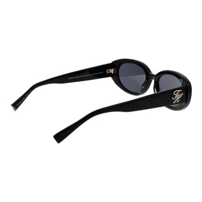 Sunglasses by Tommy Hilfiger for women in acetate black features an ethereal full-rim oval frame design with black coloured frame frames and non-polarized category-3-dark-tint lens for a ethereal finish.