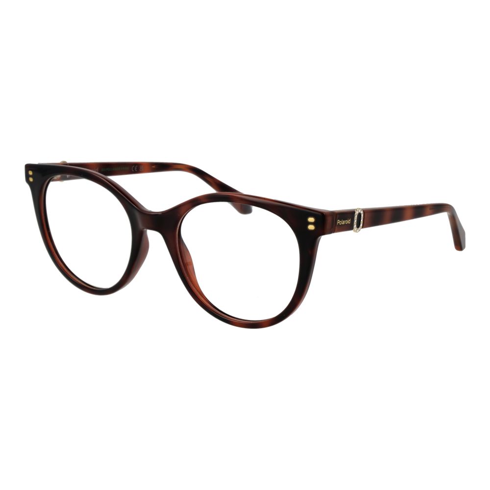 Eyeglasses Frames by Polaroid for women in brown showcases a refined full-frame frame design with a refined brown coloured frame finish for a refined and sophisticated look.