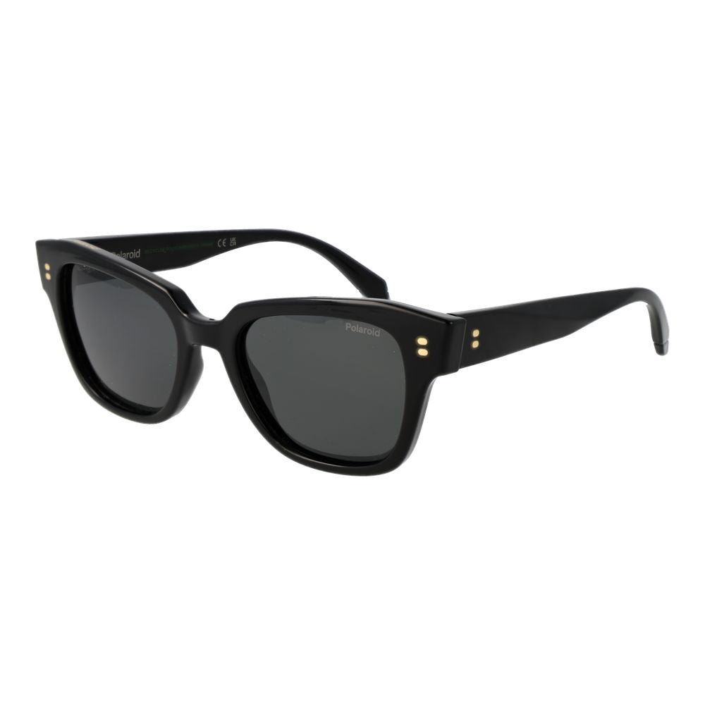 This Sunglasses by Polaroid for women in plastic black presents a sumptuous silhouette, showcasing a sumptuous full-rim cat-eye frame design in black coloured frame and high-performance polarized category-3-dark-tint lens.
