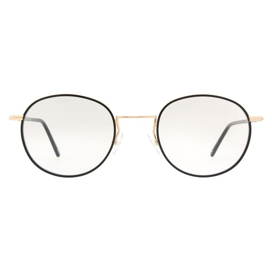 Eyeglasses Frames by Andy Wolf for men in metal gold showcases a refined full-frame frame design with a refined gold coloured frame finish for a refined and sophisticated look.