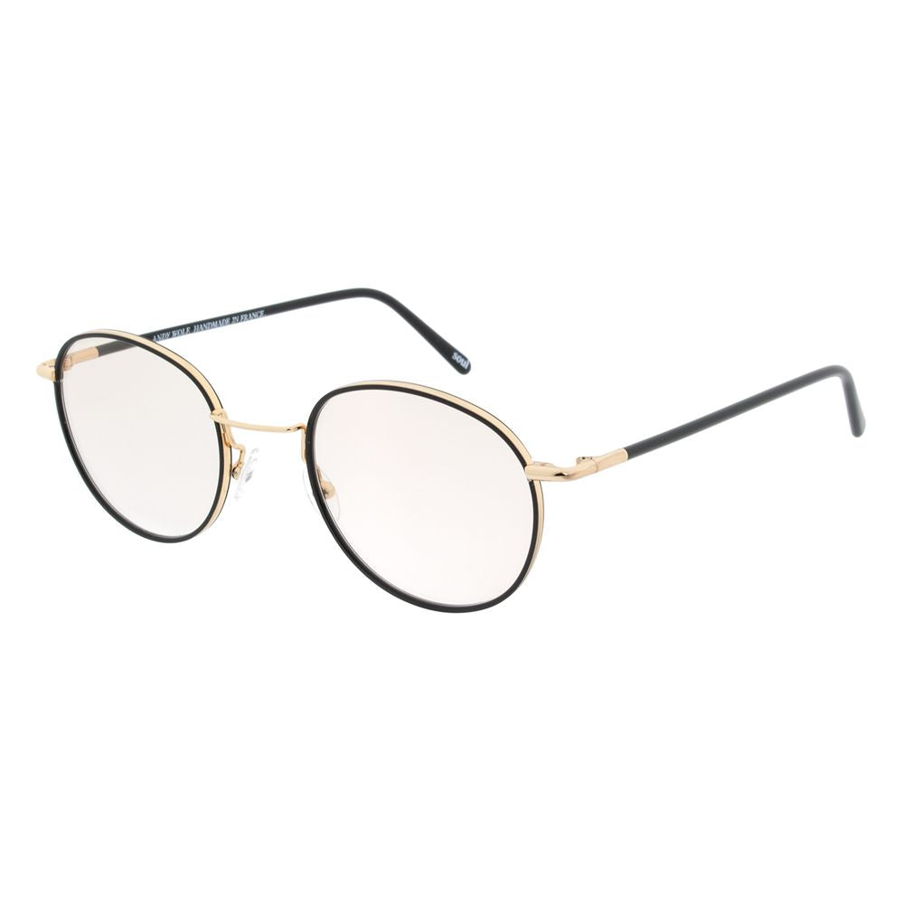Eyeglasses Frames by Andy Wolf for men in metal gold showcases a reflective silhouette, artfully incorporating a sophisticated gold coloured frame with a distinct full-frame frame design.