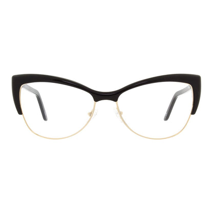 Eyeglasses Frames by Andy Wolf for women in metal black features an refined silhouette, showcasing a sophisticated black coloured frame and refined full-frame frame design for a refined look.
