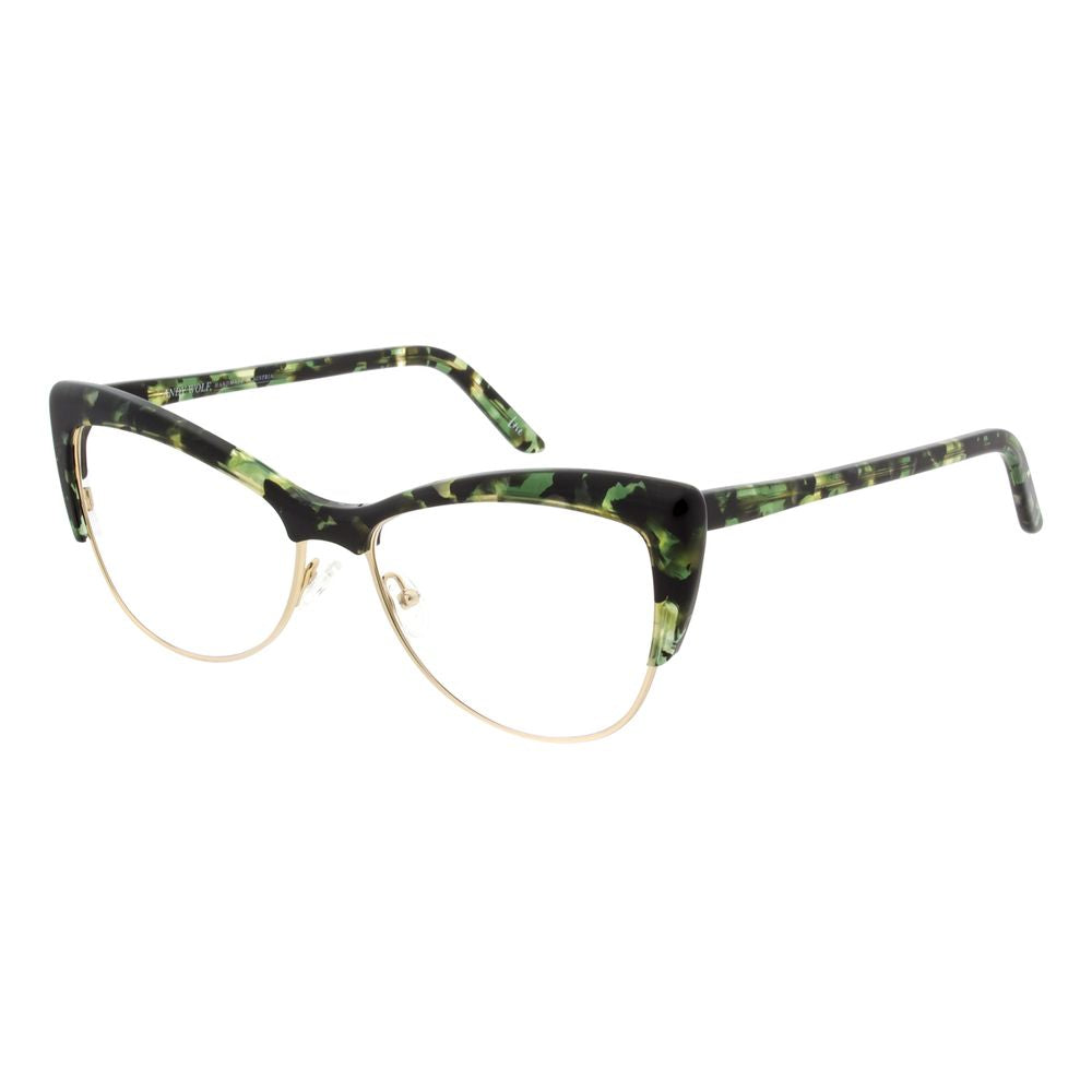 Eyeglasses Frames by Andy Wolf for women in metal and multicolor showcases a refined silhouette, detailed with a green coloured frame finish and a sophisticated full-frame frame design.