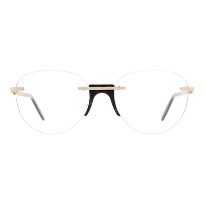 Eyeglasses Frames by Andy Wolf for unisex in metal & acetate multicolor showcases a refined rimless frame design with a refined multicolor coloured frame finish for a refined and sophisticated look.