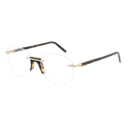 Eyeglasses Frames by Andy Wolf for unisex in metal & acetate multicolor features an refined silhouette, showcasing a sophisticated multicolor coloured frame and refined rimless frame design for a refined look.