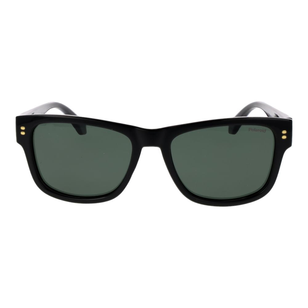 Sunglasses by Polaroid for men in polycarbonate black features a sumptuous silhouette, showcasing a sumptuous full-rim square frame design in black coloured frame with high-performance polarized category-3-dark-tint lens.