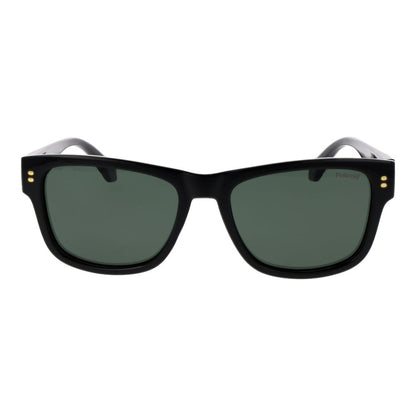 Sunglasses by Polaroid for men in polycarbonate black features a sumptuous silhouette, showcasing a sumptuous full-rim square frame design in black coloured frame with high-performance polarized category-3-dark-tint lens.