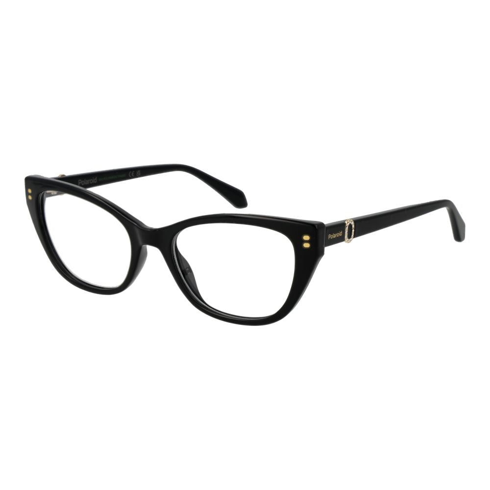 Eyeglasses Frames by Polaroid for women in black features an refined silhouette, showcasing a sophisticated black coloured frame and refined full-frame frame design for a refined look.