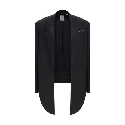 Overcoat by Calvin Klein for women in viscose black, patterned & pinstripe showcases a architectural silhouette, artfully detailed with a distinctive asymmetric neckline and functional pockets & insulated for a architectural finish.