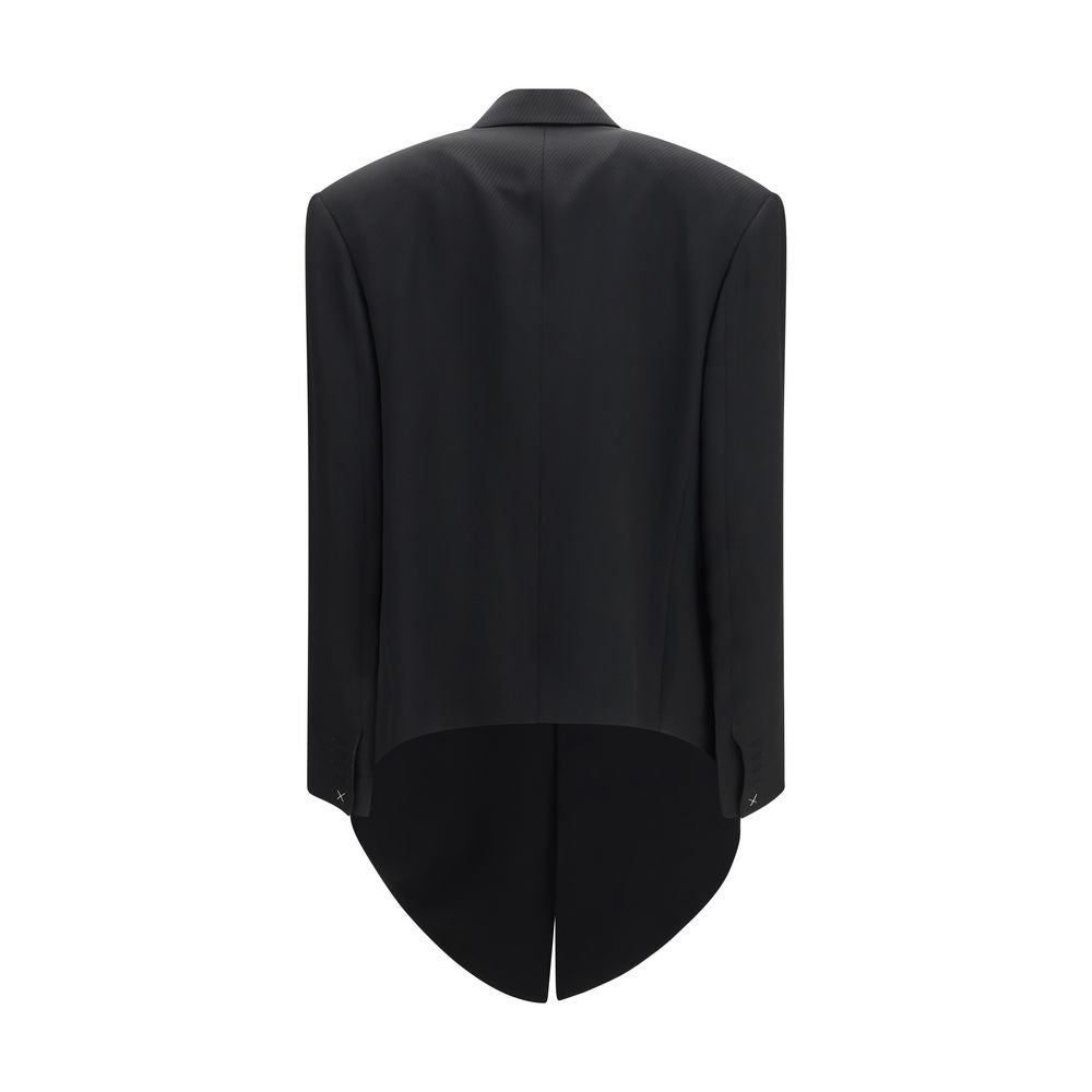 Overcoat by Calvin Klein for women in viscose black, patterned & pinstripe presents a luxurious silhouette, showcasing a luxurious asymmetric neckline and sophisticated pockets & insulated for a premium, luxurious look.