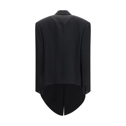 Overcoat by Calvin Klein for women in viscose black, patterned & pinstripe presents a luxurious silhouette, showcasing a luxurious asymmetric neckline and sophisticated pockets & insulated for a premium, luxurious look.