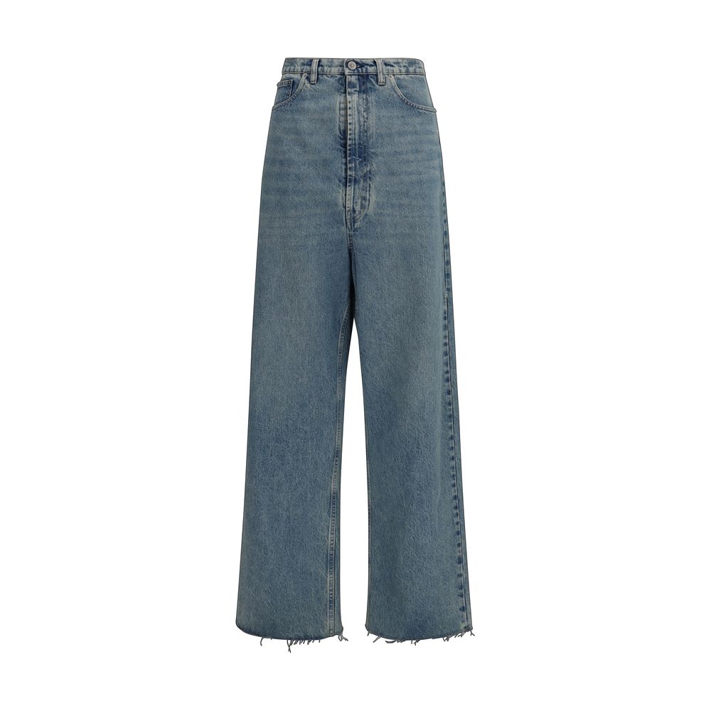 Jeans by Maison Margiela for women in denim cotton blue features an sartorial regular-fit & wide and long with a high rise cut for a sartorial finish.