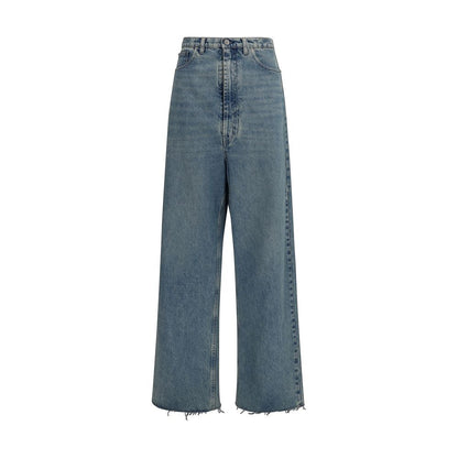 Jeans by Maison Margiela for women in denim cotton blue features an sartorial regular-fit & wide and long with a high rise cut for a sartorial finish.