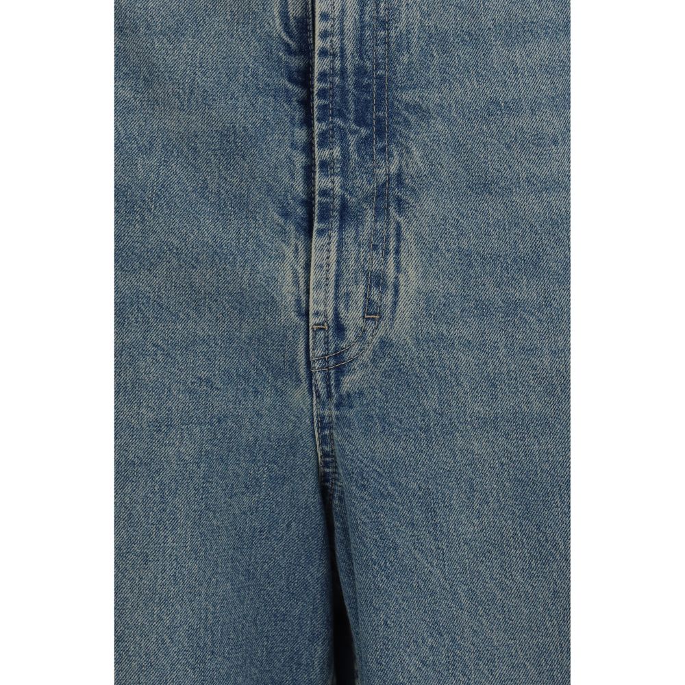 Jeans by Maison Margiela for women in denim cotton blue presents a refined pantology silhouette, artfully defined by a refined pantology regular-fit & wide, long, and a sophisticated high rise.