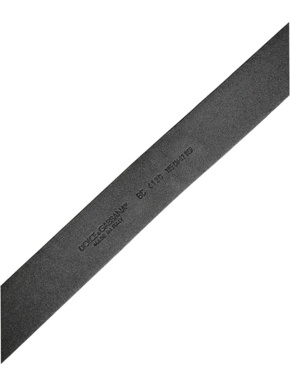 Dolce & Gabbana Black Leather Prince Crown Logo Buckle Belt