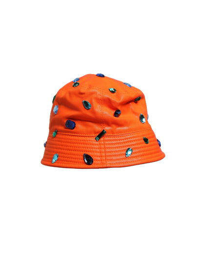 Dolce & Gabbana 9 To 5 Cotton Polyester & Crystal Bucket Hat - Orange