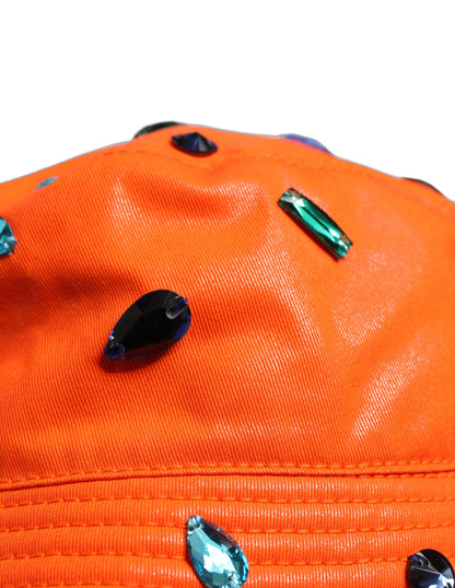 Dolce & Gabbana 9 To 5 Cotton Polyester & Crystal Bucket Hat - Orange