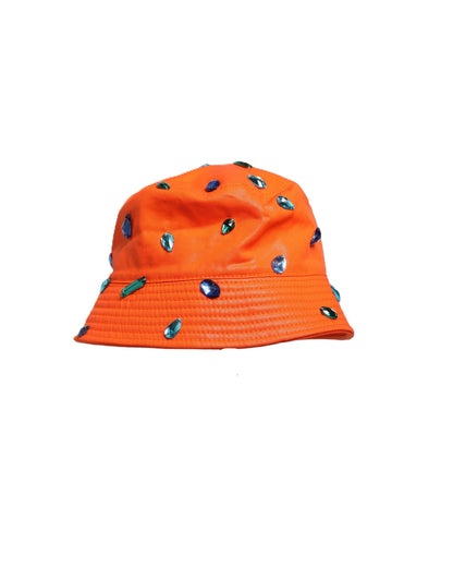 Dolce & Gabbana 9 To 5 Cotton Polyester & Crystal Bucket Hat - Orange