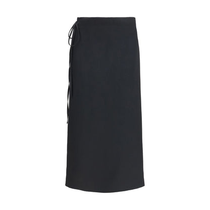 Skirt by Calvin Klein for women in viscose black features a contoured silhouette from the Women's Wrap Straight Viscose Long Skirt collection, characterized by its contoured long for a contoured finish.
