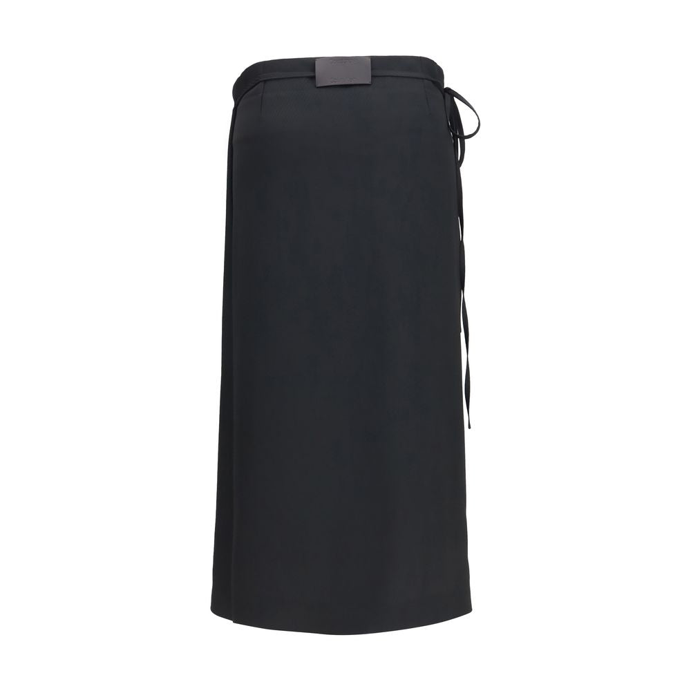 Skirt by Calvin Klein for women in viscose black features a sublime silhouette, showcasing the sublime design of the Women's Wrap Straight Viscose Long Skirt in a sophisticated long.