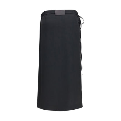 Skirt by Calvin Klein for women in viscose black features a sublime silhouette, showcasing the sublime design of the Women's Wrap Straight Viscose Long Skirt in a sophisticated long.