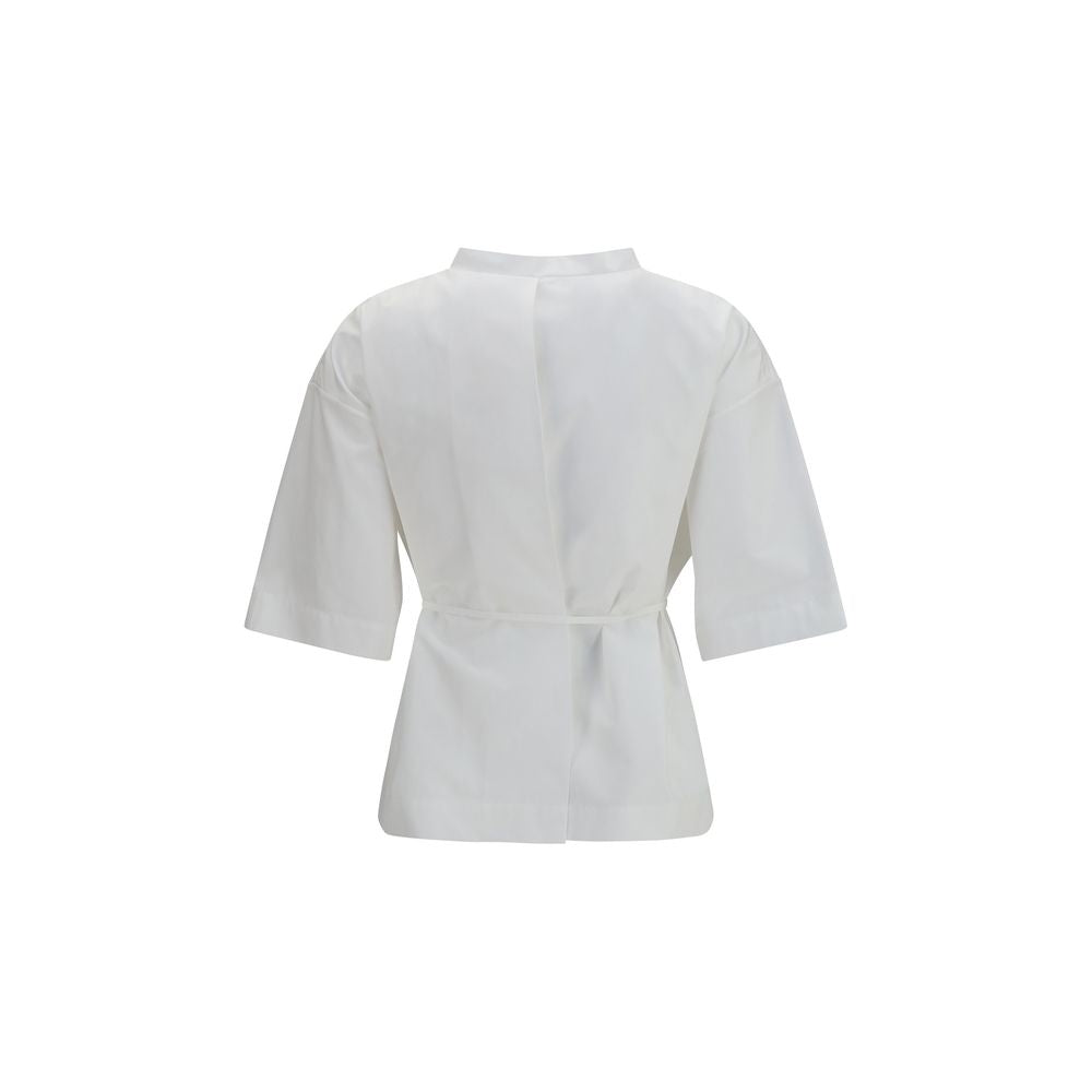 Shirt by Calvin Klein for women in cotton white, featuring a nuanced and nuanced v-neck neckline for a sophisticated finish.