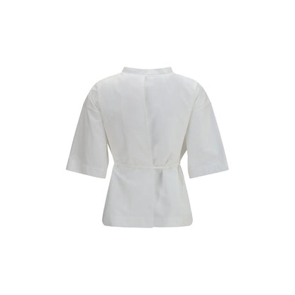 Shirt by Calvin Klein for women in cotton white, featuring a nuanced and nuanced v-neck neckline for a sophisticated finish.