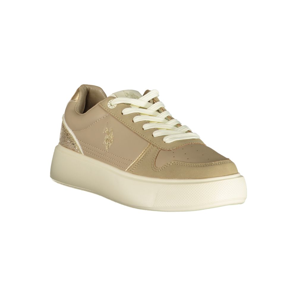 Sneakers by U.S. POLO ASSN. for women in polyurethane beige presents a sumptuous silhouette from the Essence Women's Low-Top Polyurethane Sneakers collection, showcasing a sumptuous low-top style for an elevated aesthetic.