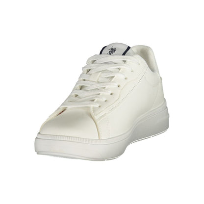 Sneakers by U.S. POLO ASSN. for women in polyester & polyurethane blue & white features an opulent silhouette from the Women's Low-Top Polyester & Polyurethane Sneakers collection, showcasing a signature low-top style with an opulent finish.