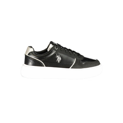 Sneakers by U.S. POLO ASSN. for women in polyurethane black features an sumptuous design from the Women's Low-Top Polyurethane Sneakers collection, highlighting a sumptuous low-top style for a premium, high-fashion look.