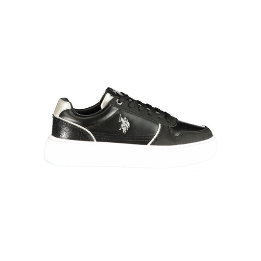 Sneakers by U.S. POLO ASSN. for women in polyurethane black features an sumptuous design from the Women's Low-Top Polyurethane Sneakers collection, highlighting a sumptuous low-top style for a premium, high-fashion look.