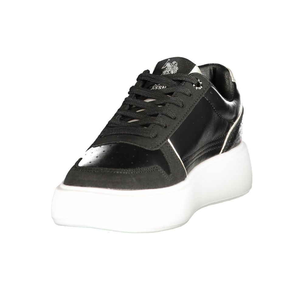 Sneakers by U.S. POLO ASSN. for women in polyurethane black presents a sumptuous silhouette from the Women's Low-Top Polyurethane Sneakers collection, showcasing a sumptuous low-top style for an elevated aesthetic.