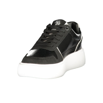 Sneakers by U.S. POLO ASSN. for women in polyurethane black presents a sumptuous silhouette from the Women's Low-Top Polyurethane Sneakers collection, showcasing a sumptuous low-top style for an elevated aesthetic.