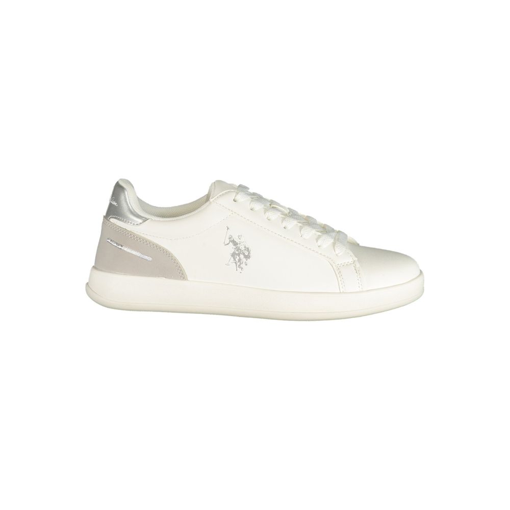 Sneakers by U.S. POLO ASSN. for women in polyester & polyurethane blue & white presents a sumptuous silhouette from the Essence Grace Women's Low-Top Polyester & Polyurethane Sneakers collection, showcasing a sumptuous low-top style for an elevated aesthetic.