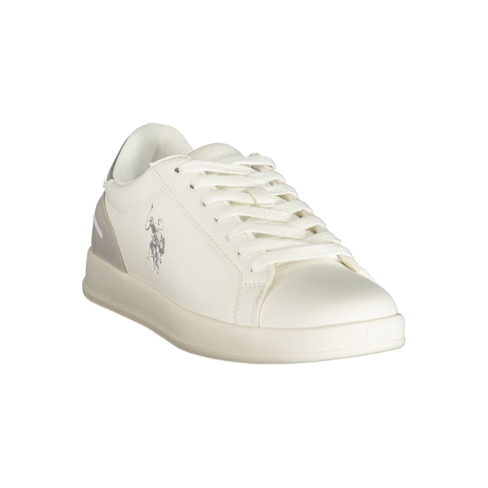 Sneakers by U.S. POLO ASSN. for women in polyester & polyurethane blue & white features an sumptuous silhouette, showcasing the premium Essence Grace Women's Low-Top Polyester & Polyurethane Sneakers in a sumptuous low-top style that offers a sumptuous finish for refined style.