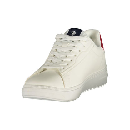 Sneakers by U.S. POLO ASSN. for men in polyester & polyurethane blue & white features an sumptuous design from the Men's Low-Top Polyester & Polyurethane Sneakers collection, highlighting a sumptuous low-top style for a premium, high-fashion look.