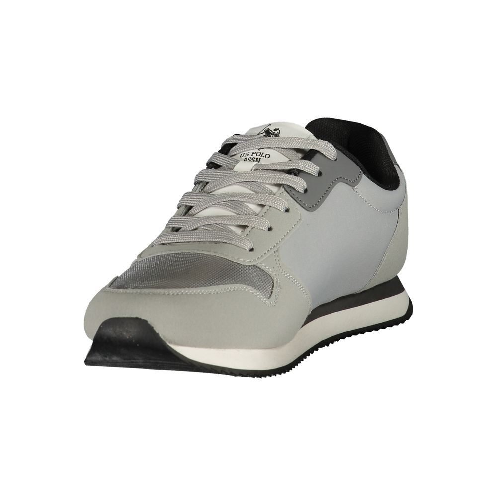 Athletic Sneakers by U.S. POLO ASSN. for men in polyester & polyurethane gray showcases a architectural silhouette, artfully capturing the essence of the Men's Athletic Polyester & Polyurethane Sneakers with its signature architectural athletic style construction.
