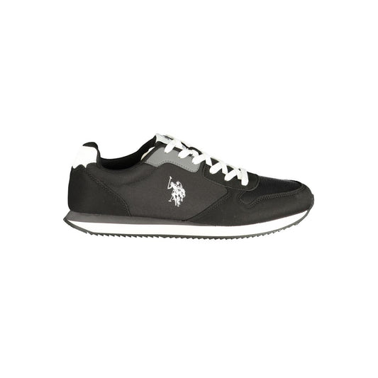 Athletic Sneakers by U.S. POLO ASSN. for men in polyester & polyurethane black presents a sleek silhouette, perfectly capturing the athletic style essence of Men's Athletic Polyester & Polyurethane Sneakers with its sleek design and premium finish.