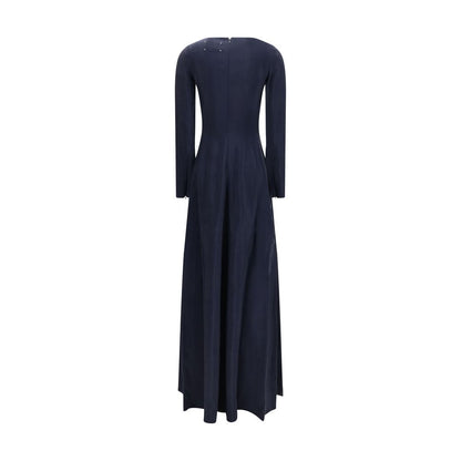 Dress by Maison Margiela for women in cupro blue & copper features an eye catching silhouette with a sophisticated crew neckline, elegant , and a refined long for a eye catching aesthetic.
