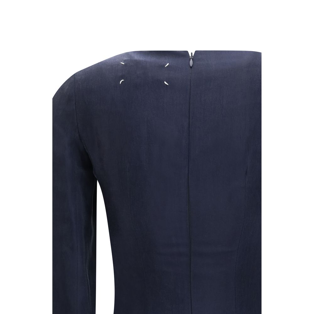 Dress by Maison Margiela for women in cupro blue & copper features an sultry silhouette defined by a and , falling to an sultry long for a sultry look.