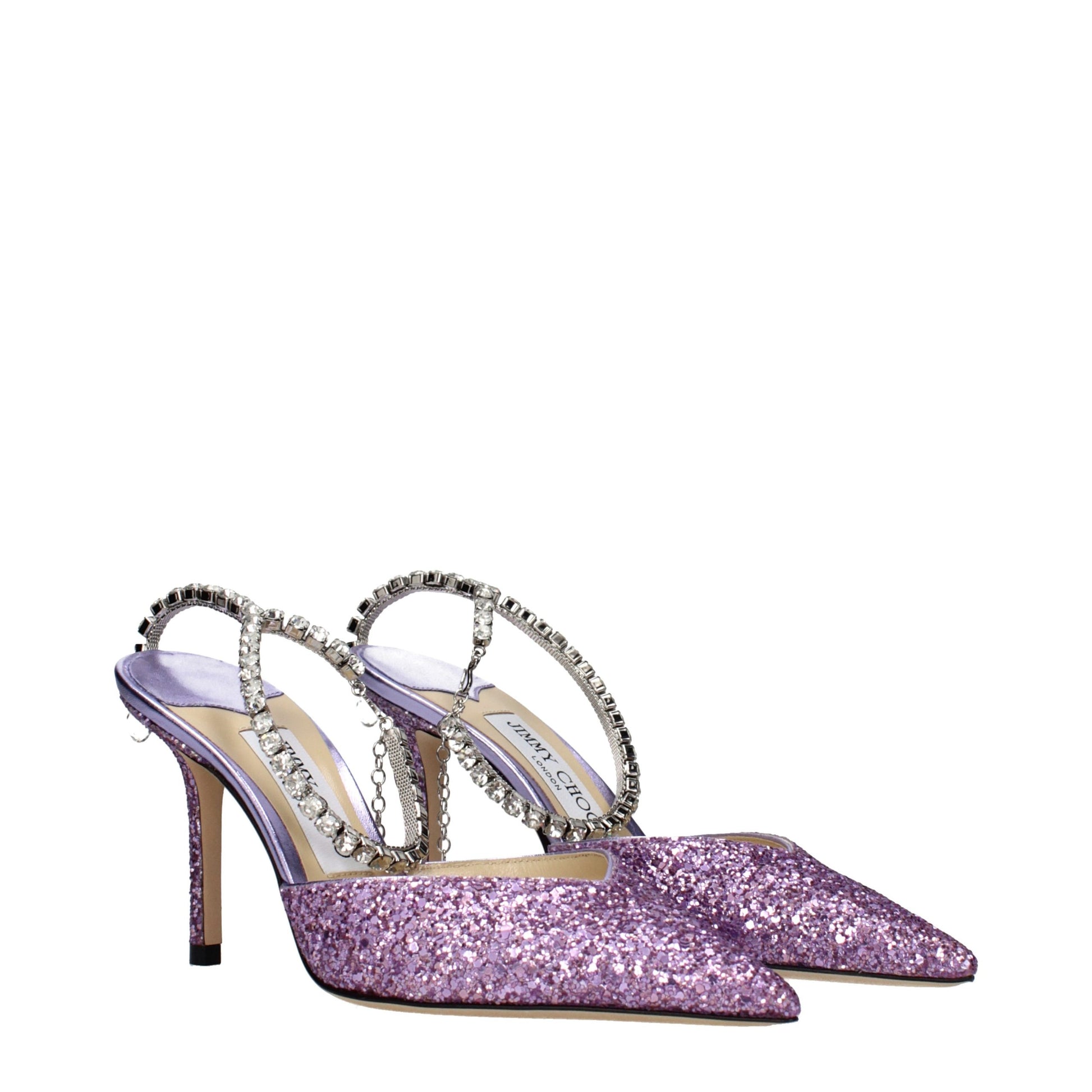 Stiletto Sandals by Jimmy Choo for women in plastic purple & violet features an effortlessly chic silhouette from the Women's Plastic Stiletto Sandals collection, showcasing a effortlessly chic stiletto and elegant .