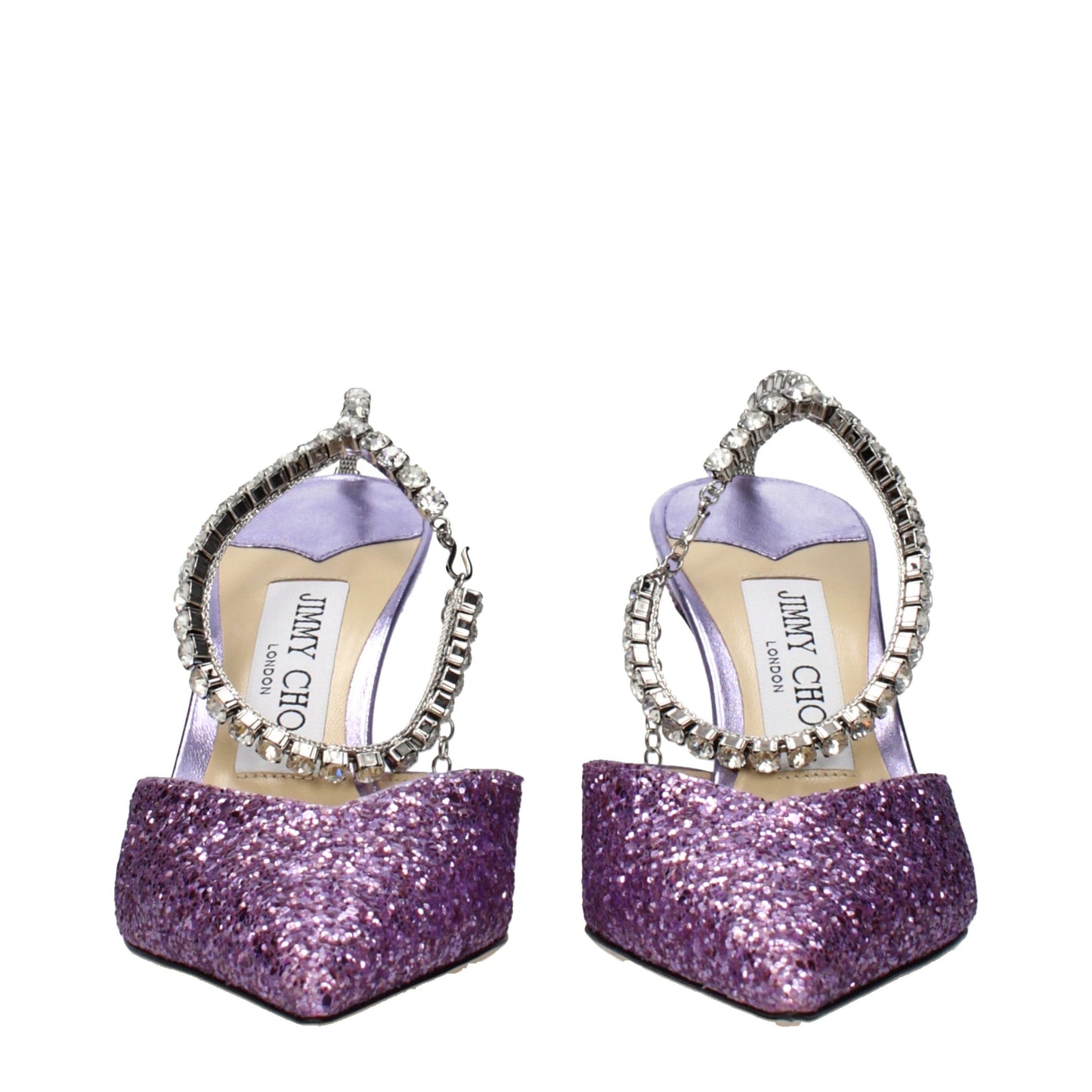 Stiletto Sandals by Jimmy Choo for women in plastic purple & violet presents a sculptural silhouette, showcasing the Women's Plastic Stiletto Sandals design with a sculptural stiletto and for a premium look.