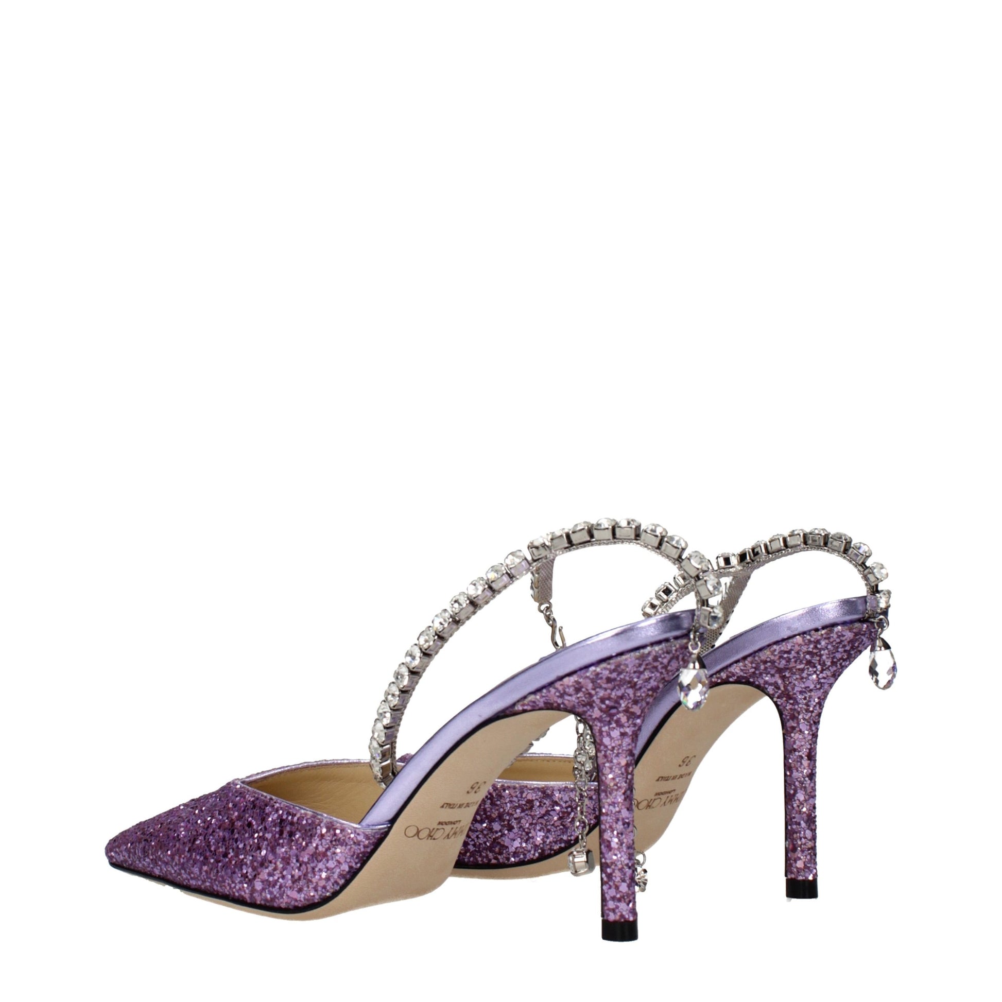Stiletto Sandals by Jimmy Choo for women in plastic and purple & violet presents a captivating silhouette, showcasing the signature style of the Women's Plastic Stiletto Sandals with a captivating stiletto and captivating .